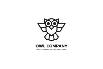 Little Owl Black Monoline Logo Template