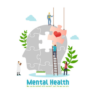 Mental health concept flat vector illustration