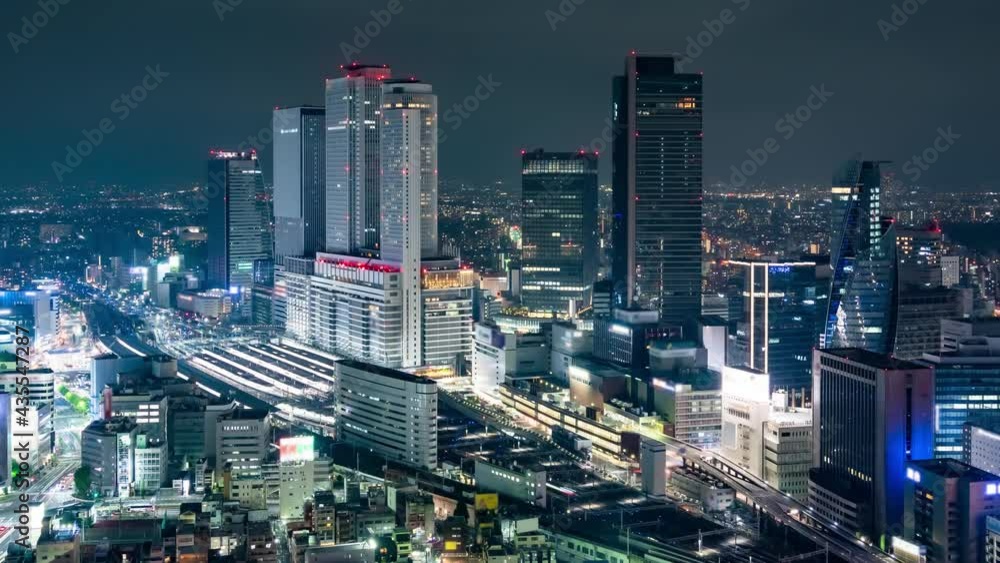 Aufkleber 都市と交通　夜景　タイムラプス　ズームアウト