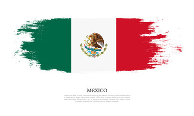 Obraz premium Mexico flag brush concept. Flag of Mexico grunge style banner background