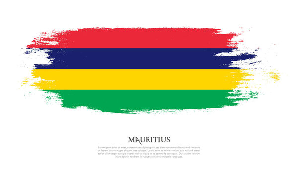Mauritius flag brush concept. Flag of Mauritius grunge style banner background