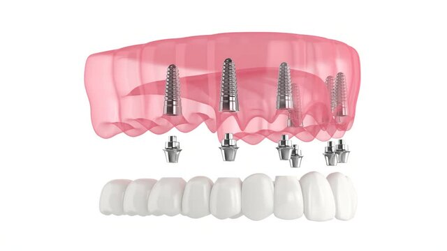 Upper jaw with prosthesis all-on-6 system supported by implants