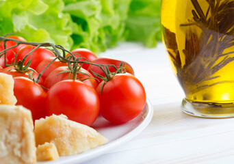 food ingredients on white wooden table