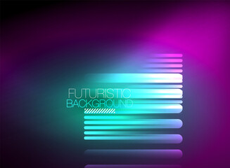 Bright neon color techno abstract background, shiny glowing neon lines in the dark background