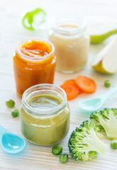 Assortment of fruit and vegetable puree
