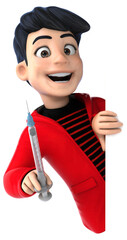 Fun 3D cartoon teenage boy with a syringe
