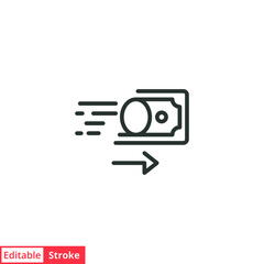 Money transfer line icon. Simple outline style. Pound, arrow, send, pay, atm, bank, finance, business concept. Vector illustration isolated on white background. Thin line symbol editable stroke EPS 10