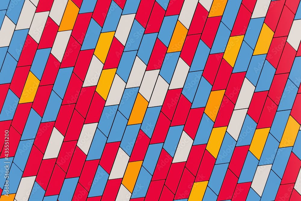 Aufkleber Abstract Colorful Geomerical Blocking Shapes Background. 3d Rendering