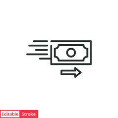 Money transfer line icon. Simple outline style. Pound, arrow, send, pay, atm, bank, finance, business concept. Vector illustration isolated on white background. Thin line symbol editable stroke EPS 10