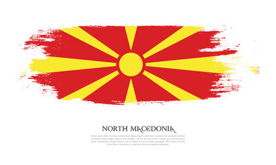 North Macedonia flag brush concept. Flag of North Macedonia grunge style banner background