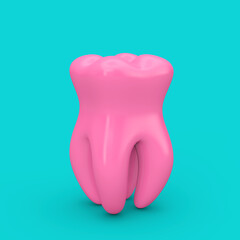 Pink  Healthy Tooth in Duotone Style. 3d Rendering