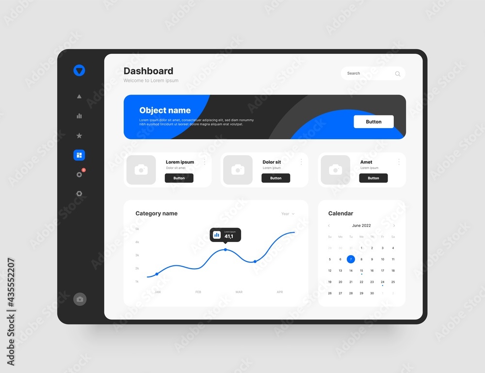 Poster dashboard design. desktop app with ui elements. use for web application or website.