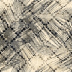 Seamless abstract print of botanical leaf shadows over abstract surface design. High quality illustration. Tropical palm leaves showing in the negative space between sunlight rays overlaid on design.