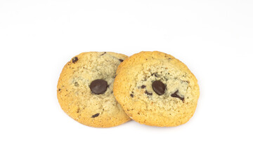 Chocolate Chip Cookies. Sweet chocolate cookies on white background. Part of set.