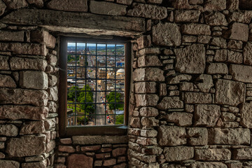 View from a window into the old town of Edingurgh