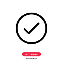 Check mark icon vector. Tick sign