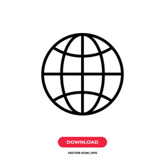 Globe icon vector. World sign