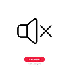 Mute icon vector. Speaker sign