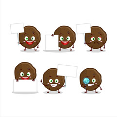 Chocolate cookies cartoon character bring information board