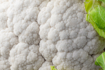 Cauliflower macro. Cauliflower close up texture.