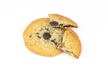 Chocolate Chip Cookies. Sweet chocolate cookies on white background. Part of set.