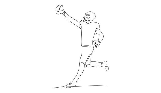 football player catching ball, single line art clip art preview