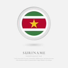 Abstract happy independence day of Suriname country with country flag in circle greeting background