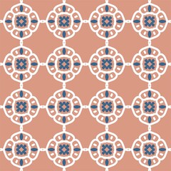 Fototapeta premium blue pink mandala art seamless pattern floral creative design background vector illustration