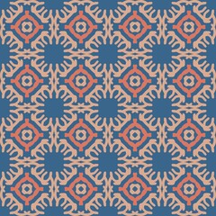 blue pink mandala art seamless pattern floral creative design background vector illustration