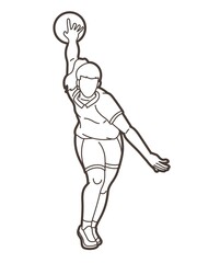 Bowler Bowling Sport Female Player Action Cartoon Graphic Vector