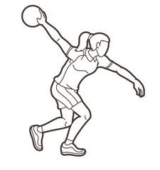 Fototapeta na wymiar Bowler Bowling Sport Female Player Action Cartoon Graphic Vector