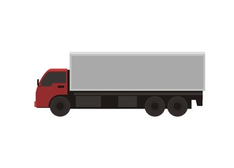 Box truck with long container. Simple flat illustration
