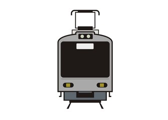 Electric commuter train car simple illustration. Front view.