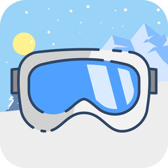 Ski google cute cartoon illustration. Winter is coming.