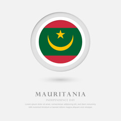 Abstract happy independence day of Mauritania country with country flag in circle greeting background