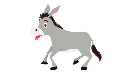 Fototapeta na wymiar Cartoon happy donkey, Cartoon happy donkey isolated on white background, vector illustration