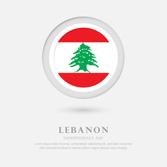 Abstract happy independence day of Lebanon country with country flag in circle greeting background