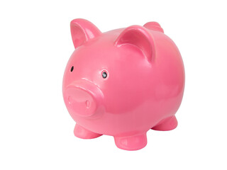 Pink piggy bank isolated on the white background