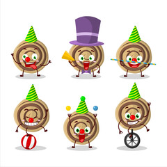 Cartoon character of cookies spiral with various circus shows