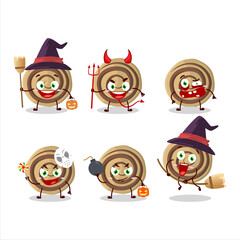 Halloween expression emoticons with cartoon character of cookies spiral