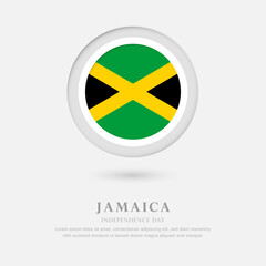 Abstract happy independence day of Jamaica country with country flag in circle greeting background