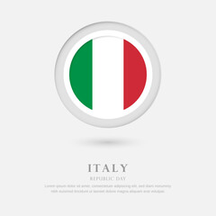 Abstract happy republic day of Italy country with country flag in circle greeting background