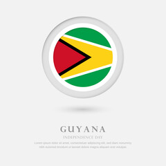 Abstract happy independence day of Guyana country with country flag in circle greeting background