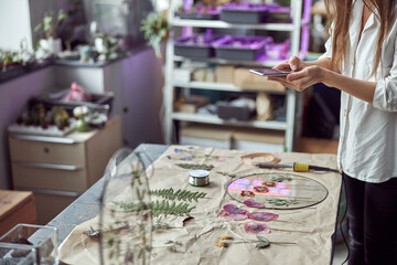 Flourist shop with different kinds of dryed flowers