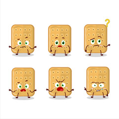 Cartoon character of biscuit with what expression