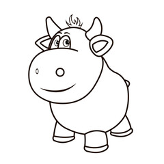 Obraz na płótnie Canvas Animals, coloring book for kids. Black and white image, cow