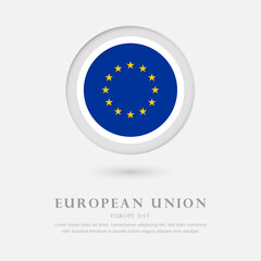 Abstract happy europe day of European Union country with country flag in circle greeting background