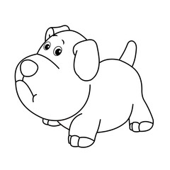 Animals, coloring book for kids. Black and white image, Dog.