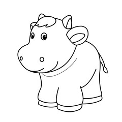 Animals, coloring book for kids. Black and white image, cow