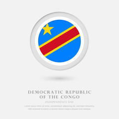 Abstract happy independence day of Democratic Republic of the Congo country with country flag in circle greeting background